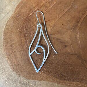 SINGLE Retired James Avery Open Leaf Dangle Earring, Sterling Silver